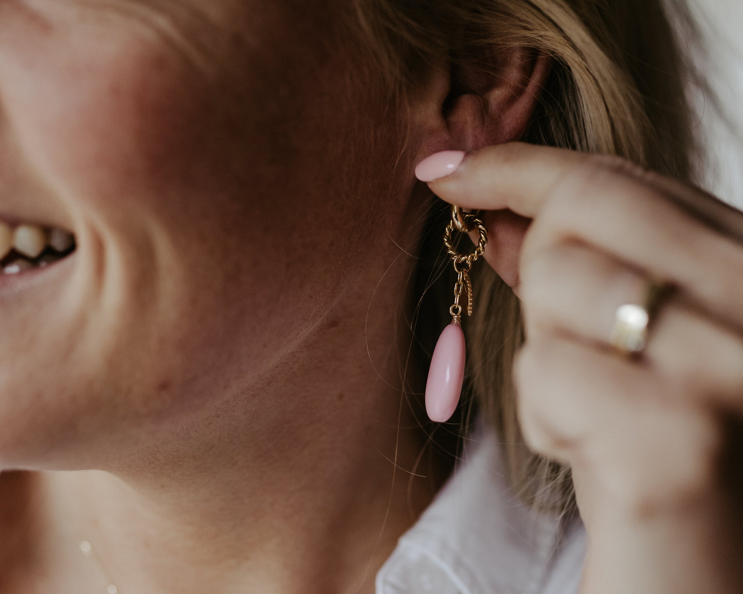 Oorbellen - Sea vibe roze/goud