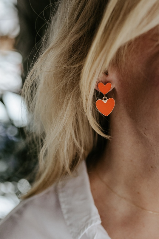 Oorbellen - Hartjes oranje