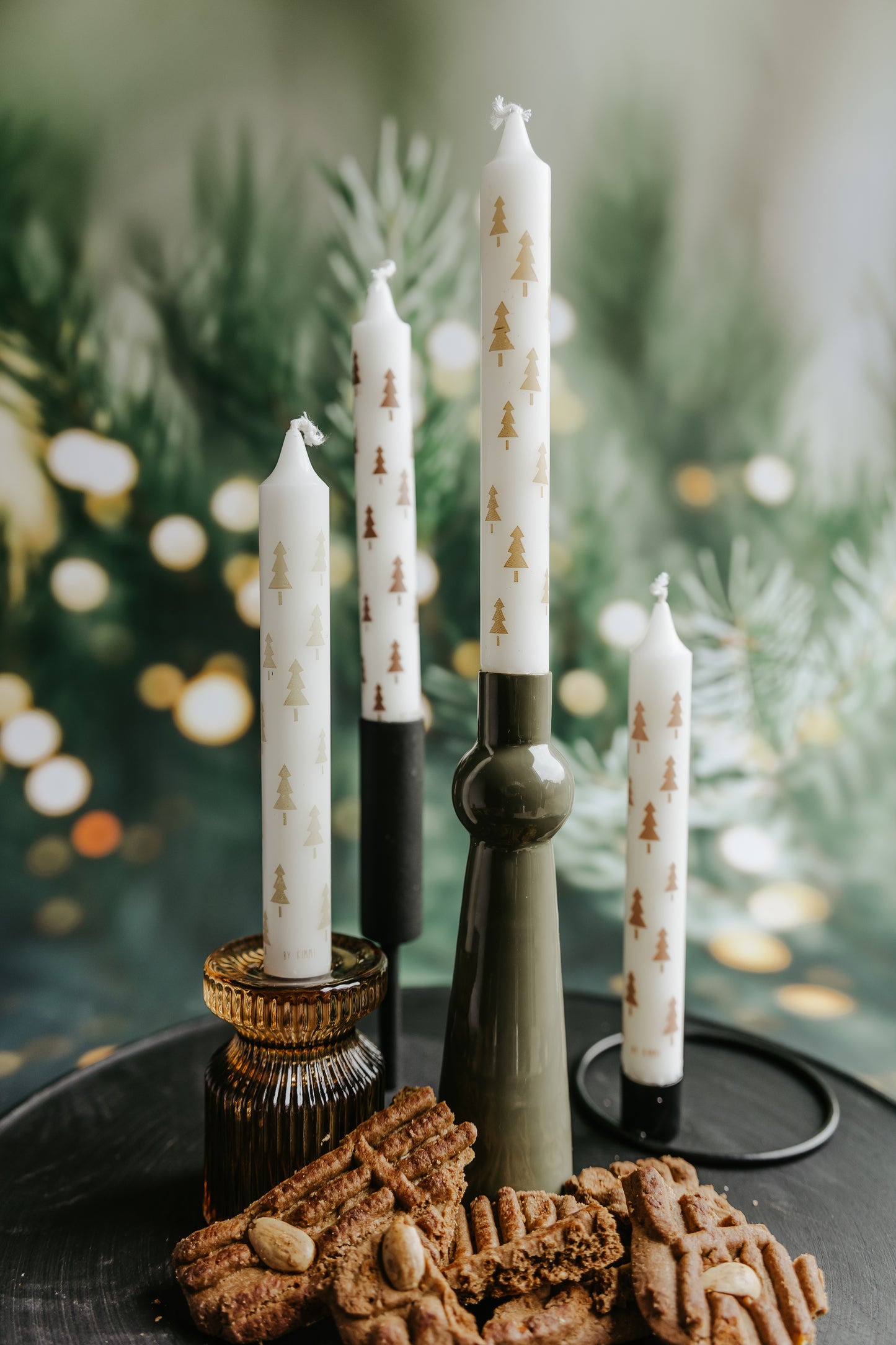 Dinerkaarsen set kerstbomen - Terra