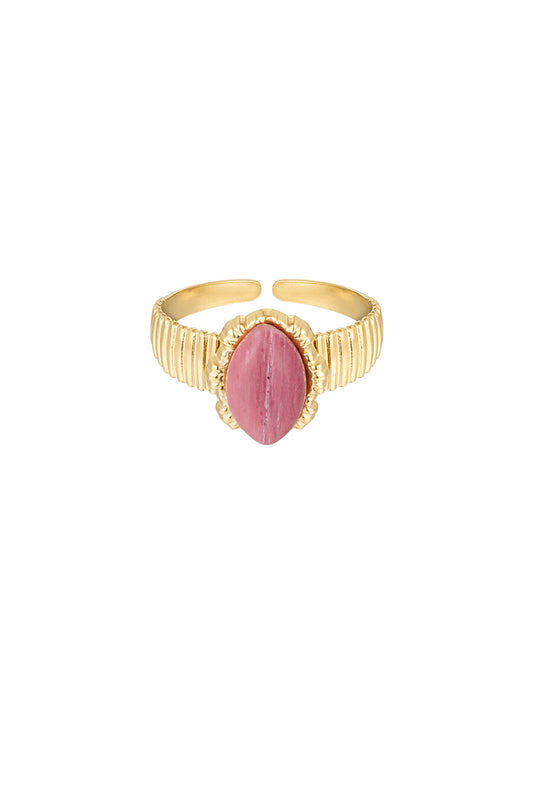 Ring - Ovale steen goud/roze