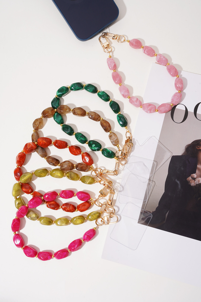 Telefoonkoord - Bedels lichtroze