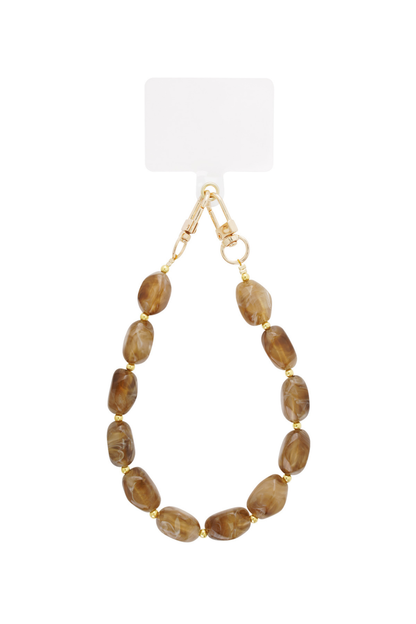 Telefoonkoord - Bedels bruin